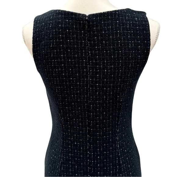 Ann Taylor Stretch Tweed Sleeveless Dress- Black & White | V-Neck (0P) LIKE NEW! - Picture 12 of 14
